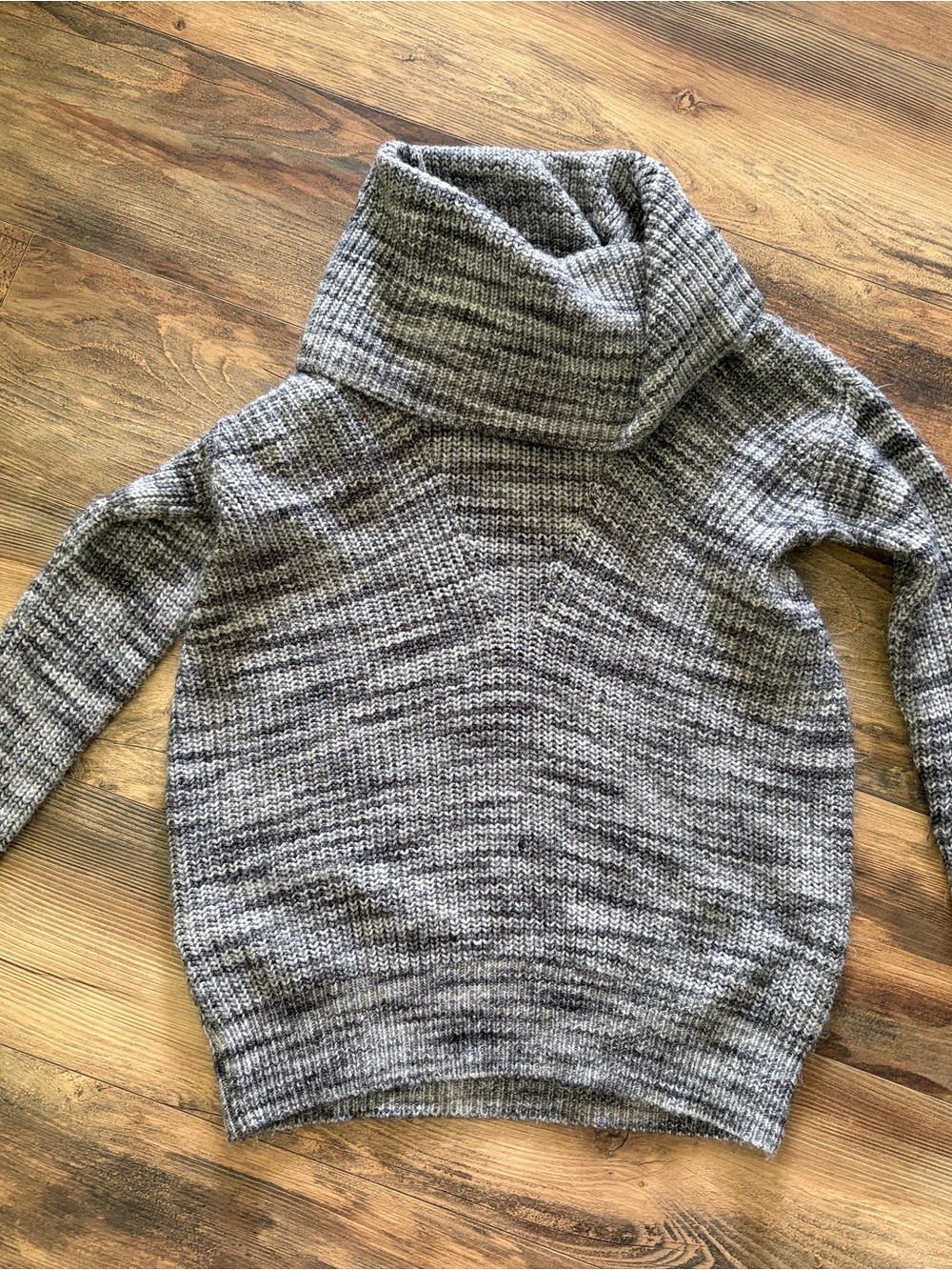LOFT Gray Marled Cowl Neck Sweater - Cozy Ribbed Turtleneck